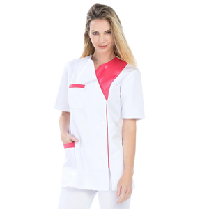 Agathe - Tunique - Manches courtes - Femme - 75 cm My Blouse  Sergé-Blanc-Fuschia-T6-XXXL