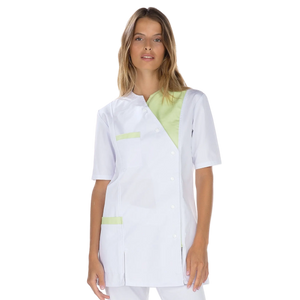 Agathe - Tunique - Manches courtes - Femme - 75 cm My Blouse  Sergé-Blanc-Anis-T6-XXXL