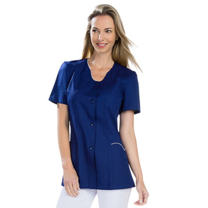Anaïs - Tunique - Manches Courtes - Femme - 75cm My Blouse  Sergé-Marine-Blanc-T6-XXXL