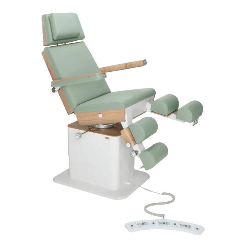 Fauteuil de pédicurie - MOON - Relevage électrique - Filaire - Ruck My Podologie  Sauge-5-moteurs-Chêne