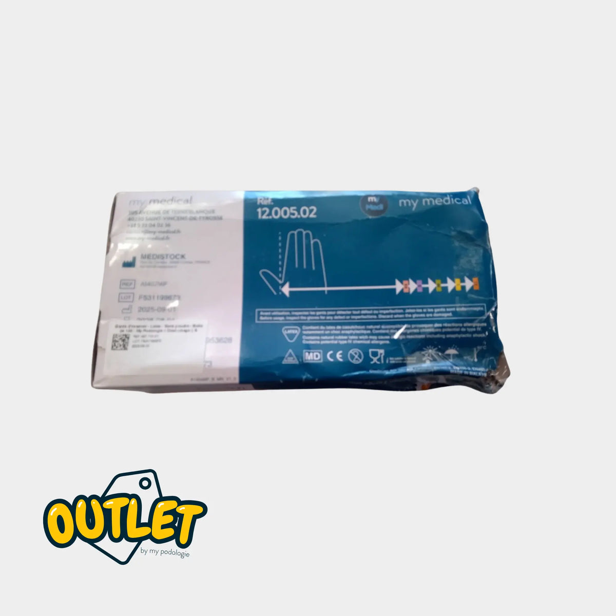 Gants d'examen - Latex - Sans poudre - Boite de 100 - My Podologie // Destockage Destockage 