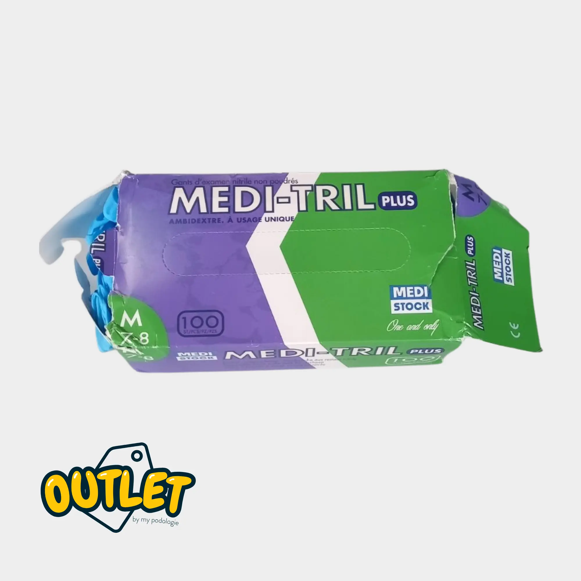 Gants d'examen - Nitrile Bleu - Sans poudre - Ambidextres - Boite de 100 - My Podologie // Défaut MP 