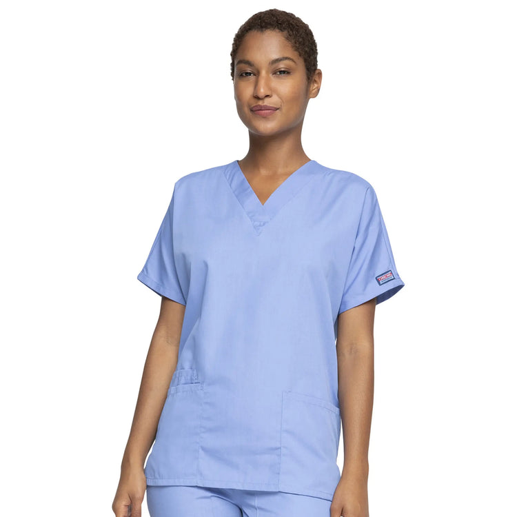Guéthary - Tunique médicale - Col V - Manches courtes - Femme - Cherokee - Couleur 1 Cherokee Authentic Workwear  Bleu-Ciel-XXXL