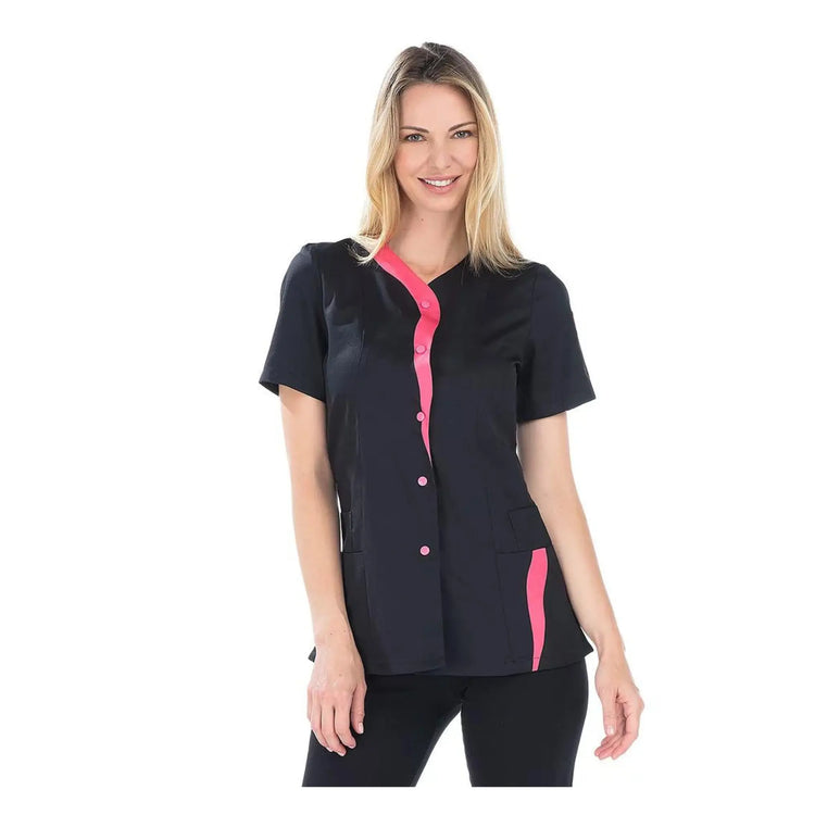 Lucile - Tunique - Manches courtes - Femme - 70 cm My Blouse  Sergé-Noir-Fuschia-T7-XXXXL