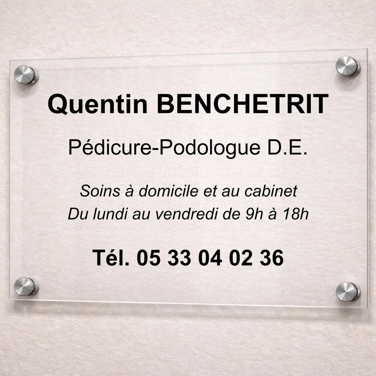 Plaque professionnelle Pédicure-Podologue personnalisable - Sans fixations My Podologie 