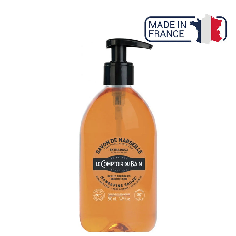 Savon de Marseille liquide Mandarine Sauge - 500ml - Le Comptoir du Bain - My Podologie