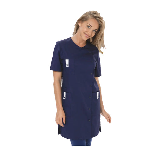 Sofia - Blouse 3/4 - Manches courtes - Femme - 90 cm My Blouse  Sergé-Marine-Blanc-T6-XXXL